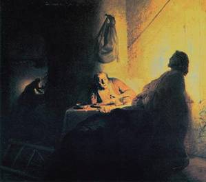 Рембрандт."Христос и ученики в Эммаусе"