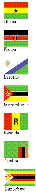 Подпись:  
Ghana

 
Kenya

 
Lesotho

 
Mozambique

 
Rwanda

 
Zambia

  Zimbabwe
