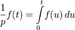 \frac{1}{p}f(t)  = \int\limits_{0}^{t}\!f(u)\,du 