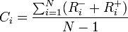 C_i = \frac{ \sum_{i=1}^N ({R_i^-} + {R_i^+})}{N-1}